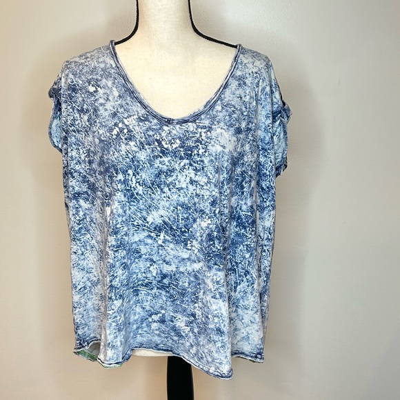 👑 We the Free Blue V-Neck Oversized Top Sz S - Picture 1 of 7